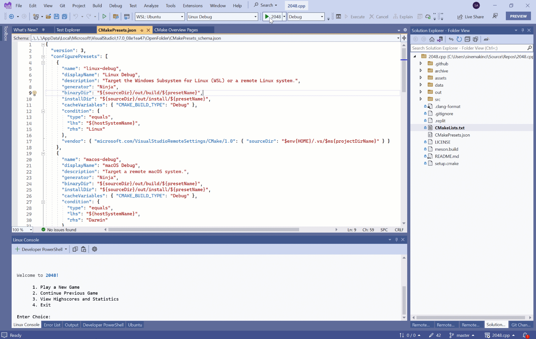 在 Visual Studio 集成终端中调试 C++ Linux 控制台程序
