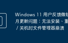 Windows 11 用户反馈微软 2 月更新问题：无法安装、重启 / 关机时文件管理器崩溃