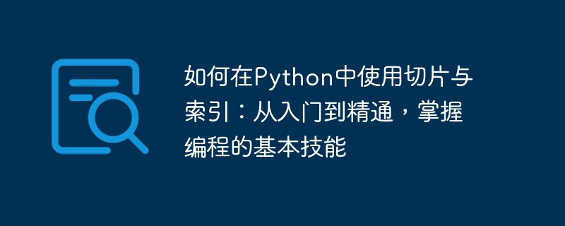 Python에서 슬라이싱 및 인덱싱 사용 방법: 초보자부터 숙련자까지 프로그래밍의 기본 기술을 마스터하세요.