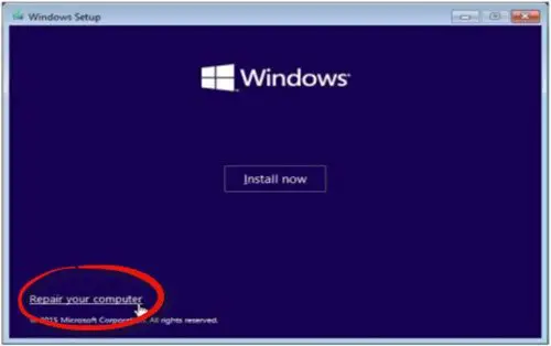 Windows 回復環境を起動できない