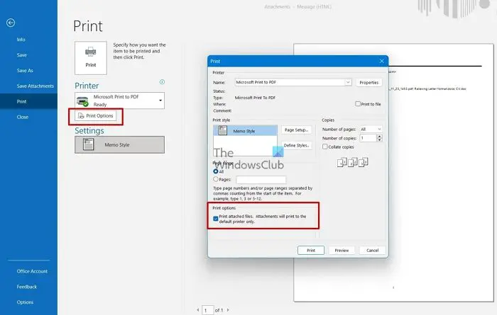 How to print all attachments in Outlook