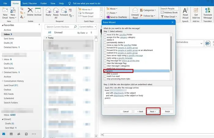 How to print all attachments in Outlook