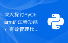 深入探讨PyCharm的注释功能：有效管理代码注释