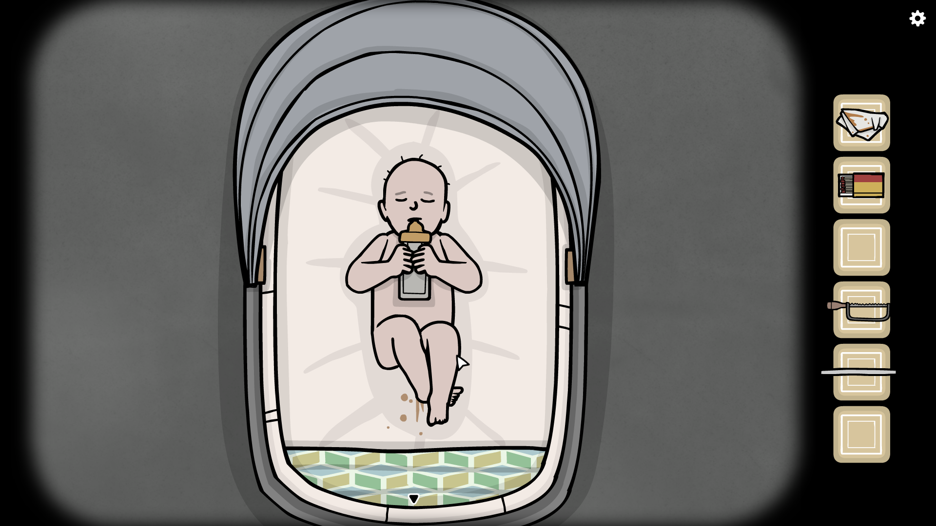 Anleitung zum Bewältigen der ersten Stufe der Babystation „Rusty Lake Subway Blossoms“.