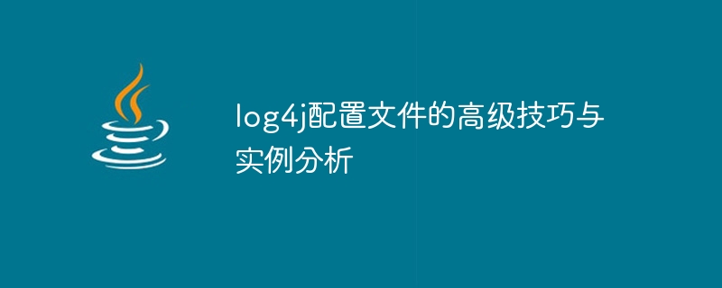 log4j 구성 파일의 고급 기술 및 예제 분석