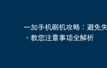一加手机刷机攻略:避免失误,教您注意事项全解析