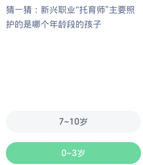 Ant New Village Daily Question 1.10: Which age group of children does the emerging professional childcare teacher mainly care for?