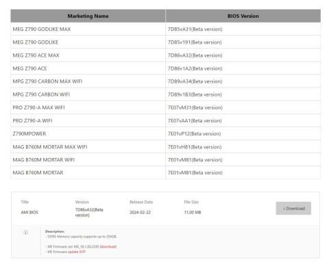 微星升级 Intel / AMD 系列主板 BIOS，支持最高 256GB 内存