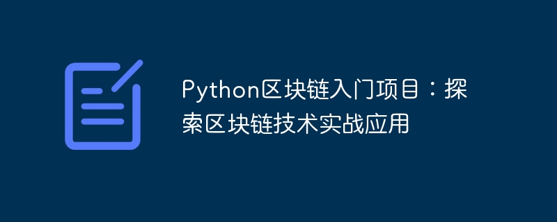 Python ブロックチェーン入門プロジェクト: ブロックチェーン技術の実用的な応用を探る