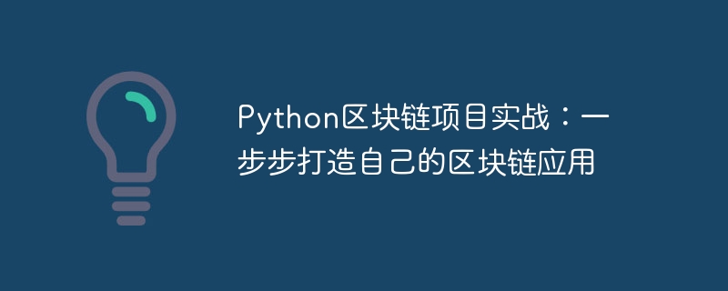 Python 블록체인 프로젝트 실습: 단계별로 자신만의 블록체인 애플리케이션 구축