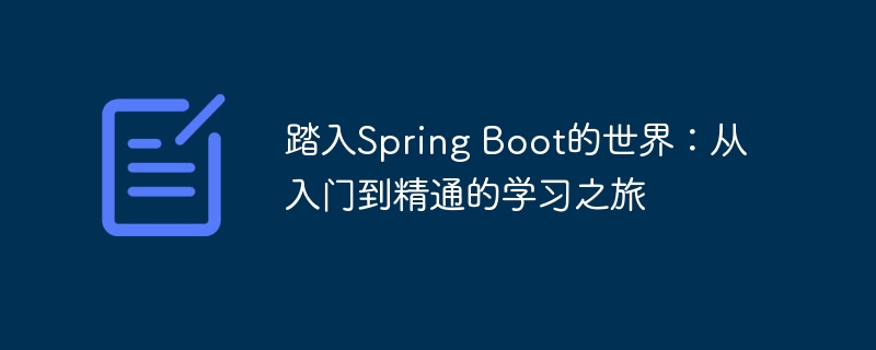 踏入Spring Boot的世界：从入门到精通的学习之旅