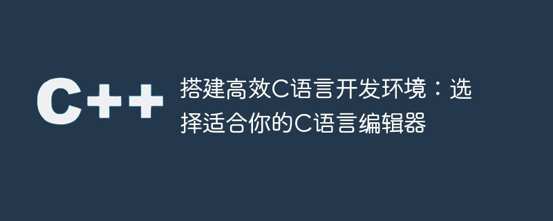 搭建高效c语言开发环境：选择适合你的c语言编辑器