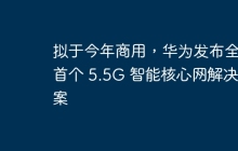 拟于今年商用，华为发布全球首个 5.5G 智能核心网解决方案