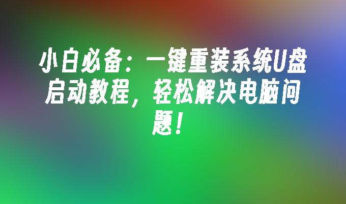 小白必備：一鍵重裝系統USB啟動教程，輕鬆解決電腦問題！