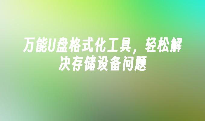 万能U盘格式化工具，轻松解决存储设备问题