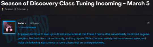 暴雪再次发布“认怂”蓝贴,紧急加强大量职业