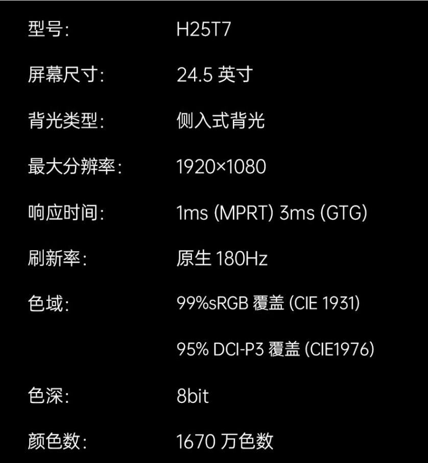 首发价 549 元，KTC 上架 24.5 英寸 180Hz FastIPS 显示器 H25T7