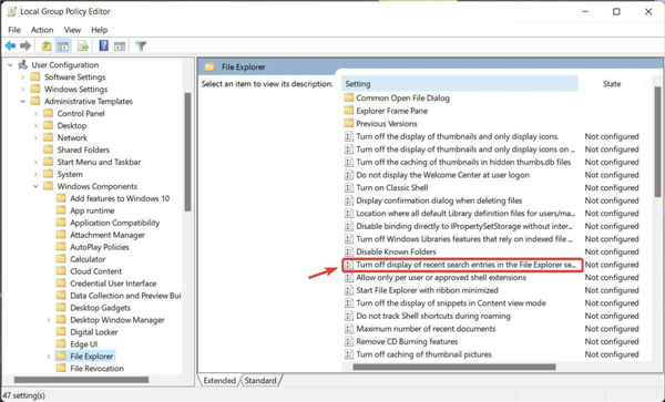 How to disable File Explorer search history in Windows 11