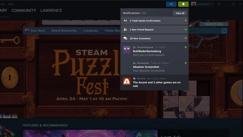 Mise à jour bêta du client de bureau Steam : ajout dune nouvelle application de prise de notes, peut épingler la fenêtre dans le jeu