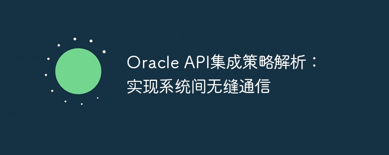 oracle api集成策略解析：实现系统间无缝通信