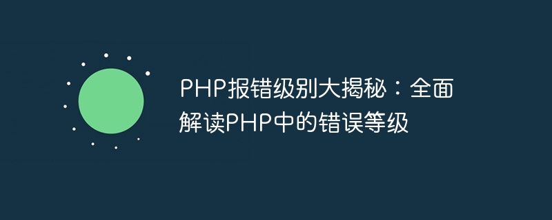 PHP 오류 수준 공개: PHP 오류 수준에 대한 포괄적인 해석