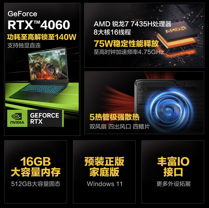 机械革命蛟龙 16K 笔记本配置上新：全球首发 R7-7435H + RTX4060，5299 元