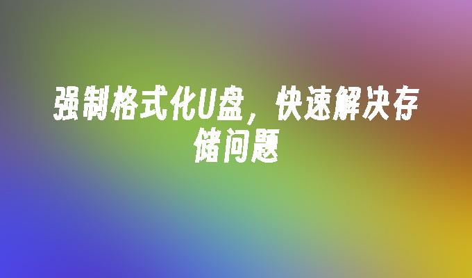 U ディスクを強制的にフォーマットしてストレージの問題を迅速に解決する