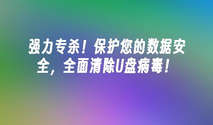 강력한 스페셜 킬! 데이터 보안을 보호하고 U 디스크 바이러스를 완전히 제거하십시오!