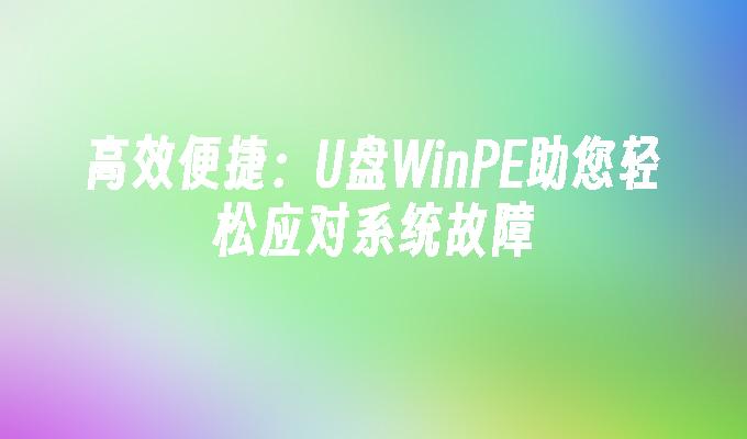 효율적이고 편리함: U 디스크 WinPE를 사용하면 시스템 오류를 쉽게 처리할 수 있습니다.