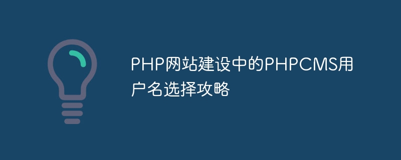 PHP 웹사이트 구축 시 PHPCMS 사용자 이름 선택 안내