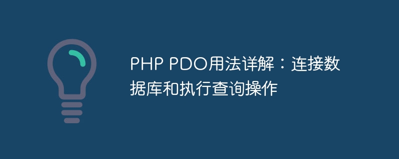 PHP PDO用法详解：连接数据库和执行查询操作-php教程-