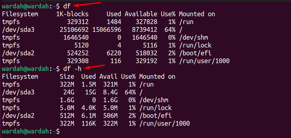 How to check disk usage under Linux