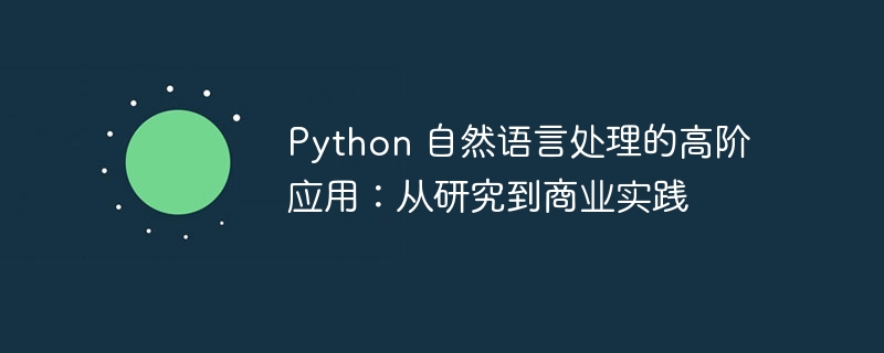 python 自然语言处理的高阶应用：从研究到商业实践