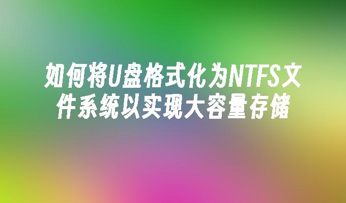 如何將USB磁碟格式化為NTFS檔案系統以實現大容量存儲