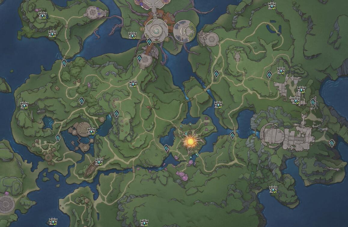 The location of treasure chests in the misty forest of Taris World