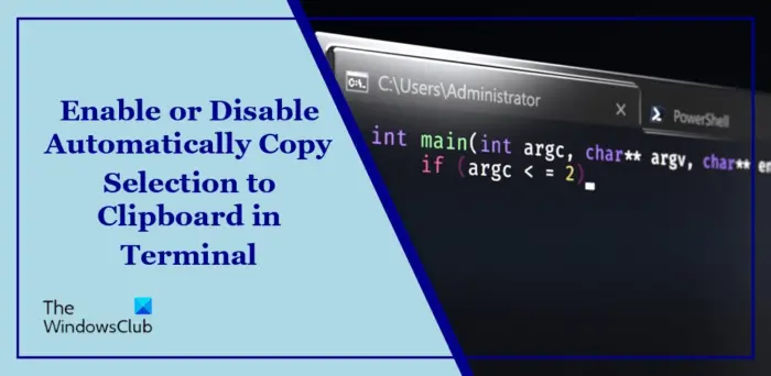 Disable or enable automatic copy selection for copying in Terminal