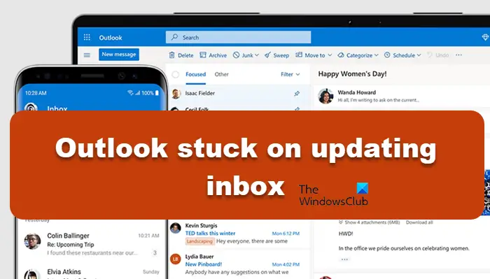 Outlook tersekat mengemas kini peti masuk;