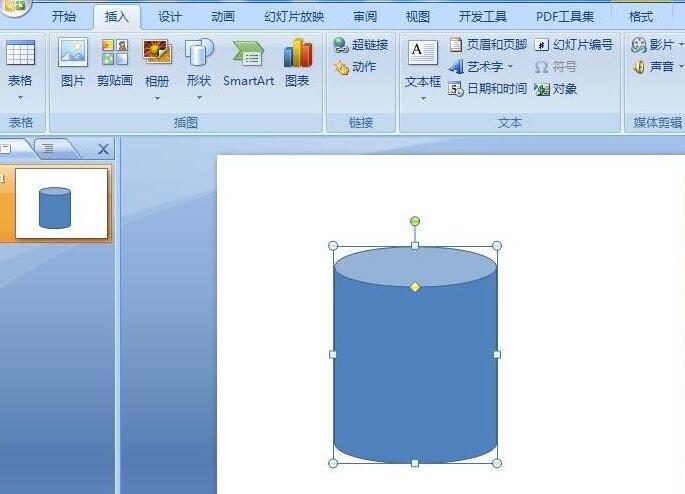 PPTでグラデーションカラーの3次元円柱を作成する操作プロセス