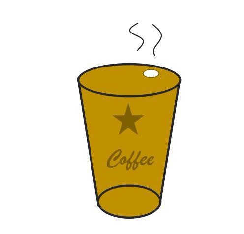 How to draw a cup of coffee cartoon icon using wps