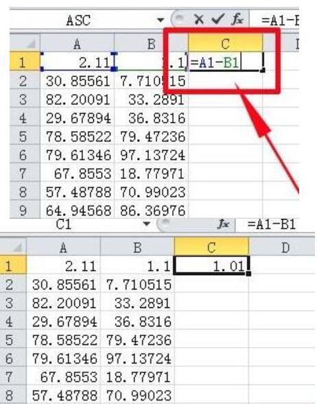 Eine einfache Methode zum Subtrahieren von Daten in Excel