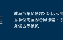 威马汽车负债超203亿元 据悉多位高层因合同诈骗、职务侵占等被抓