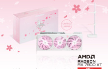 撼讯推出 RX 7800 XT 暗黑犬樱花版显卡：白粉配色，限量版自带显卡支架