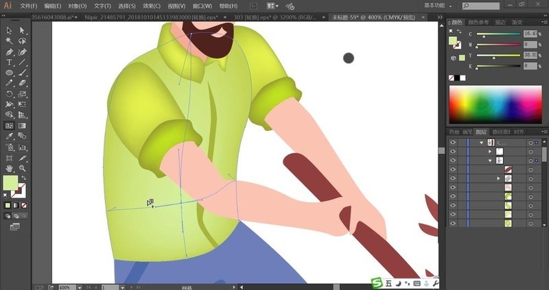 Detailed method of hand-drawing lumberjack cartoon image with AI