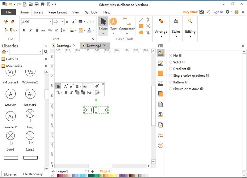 億圖流程圖製作軟體做出電池組圖的操作過程