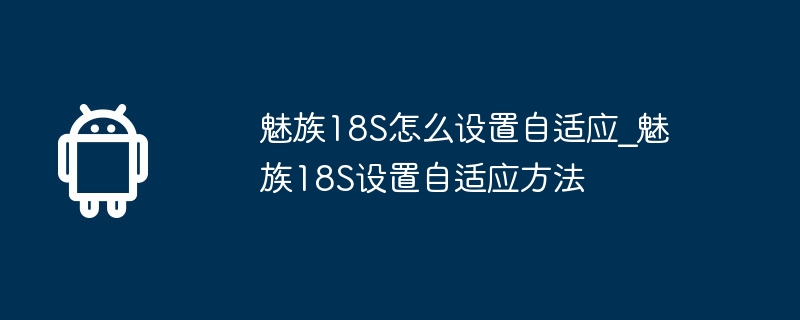 Meizu 18S でアダプティブ モードを設定する方法_Meizu 18S でアダプティブ モードを設定する方法