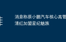 消息称原小鹏汽车核心高管廖清红加盟星纪魅族