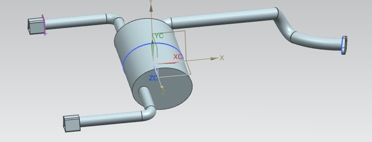 Detailed steps for modeling a car muffler in UG