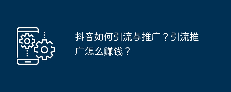 트래픽을 유도하고 Douyin을 홍보하는 방법은 무엇입니까? 교통홍보를 통해 어떻게 돈을 벌 수 있나요?