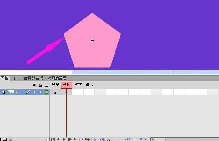 The operation content of creating a pentagonal button component in Flash