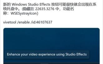 How to enable the Windows Studio Effects button in the system tray of Win11 preview version 22635.3276?